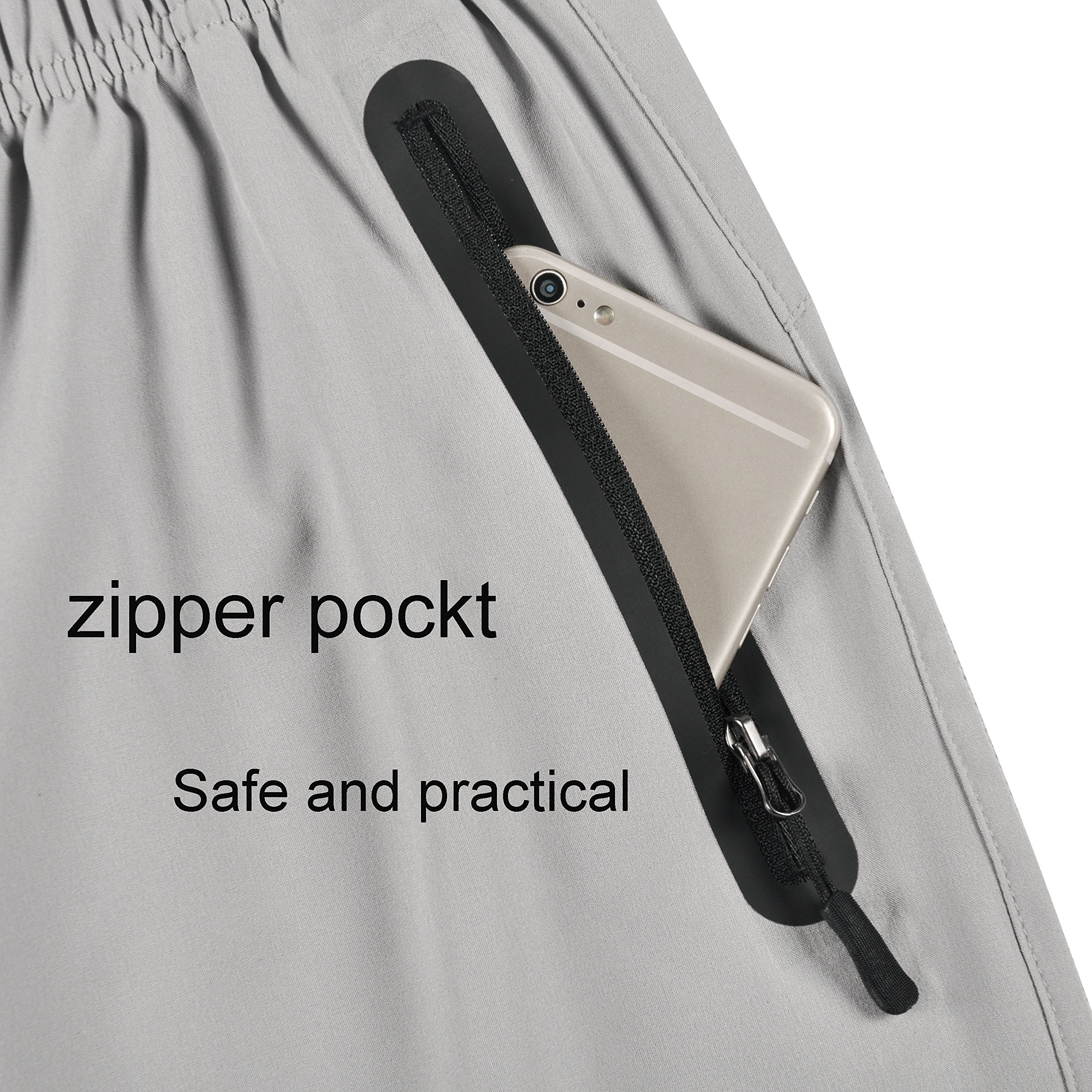 Gititlys Men\'s Shorts with Pockets 95% Terylene and 5% Spandex (Light Gray, Large)