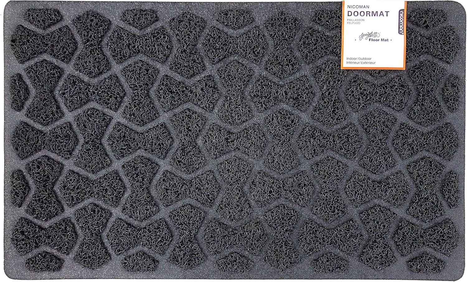 Nicoman Bow-Tie Shape Doormat|Non-Marking Non-Slip On Hard Floors|For Indoor or Sheltered Outdoor Use(75x44cm, BLACK