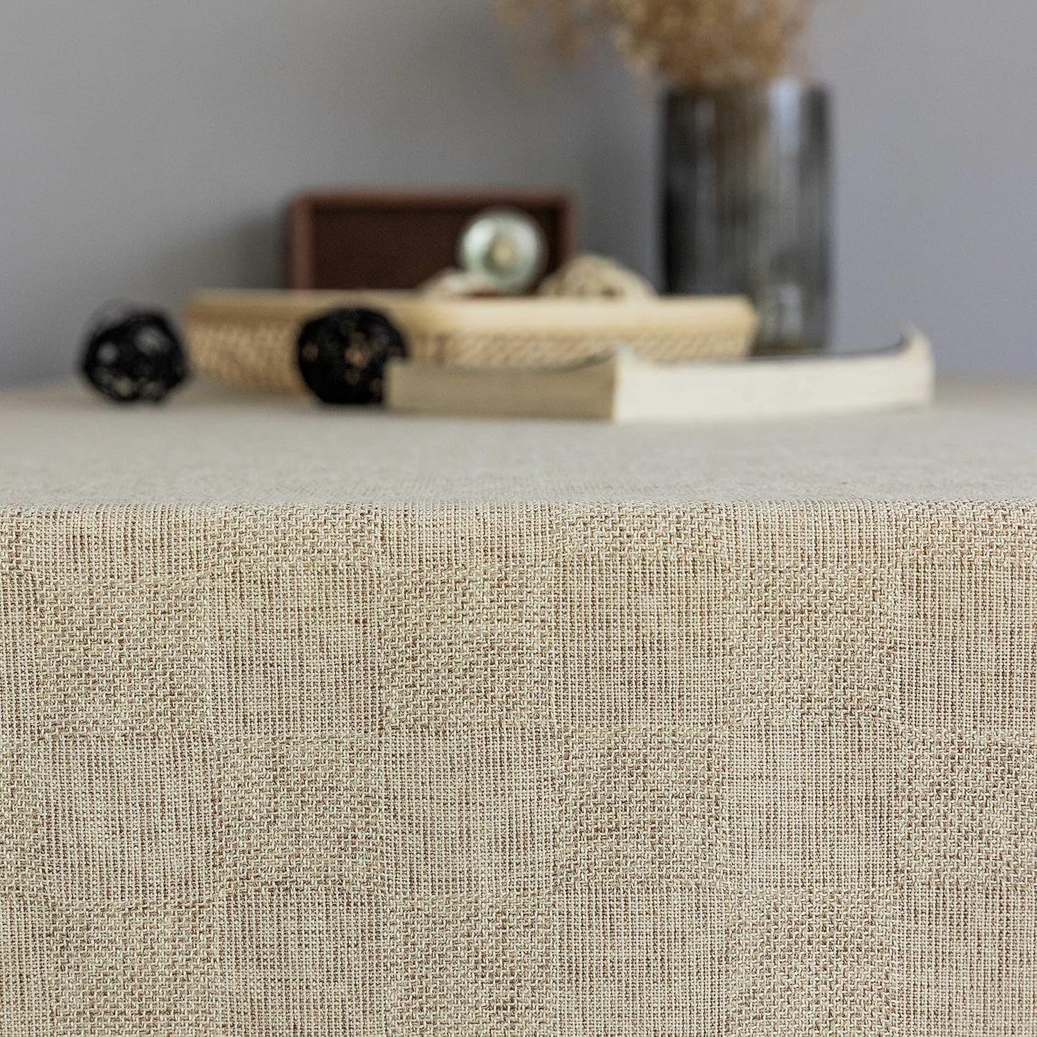 Home Brilliant Tablecloth Solid Soft Linen Farmhouse Checker Table Covers for Party Kitchen Indoor Outdoor Table Clothes for Dining Table, 52x86 inch, Natural: Furniture & Decor