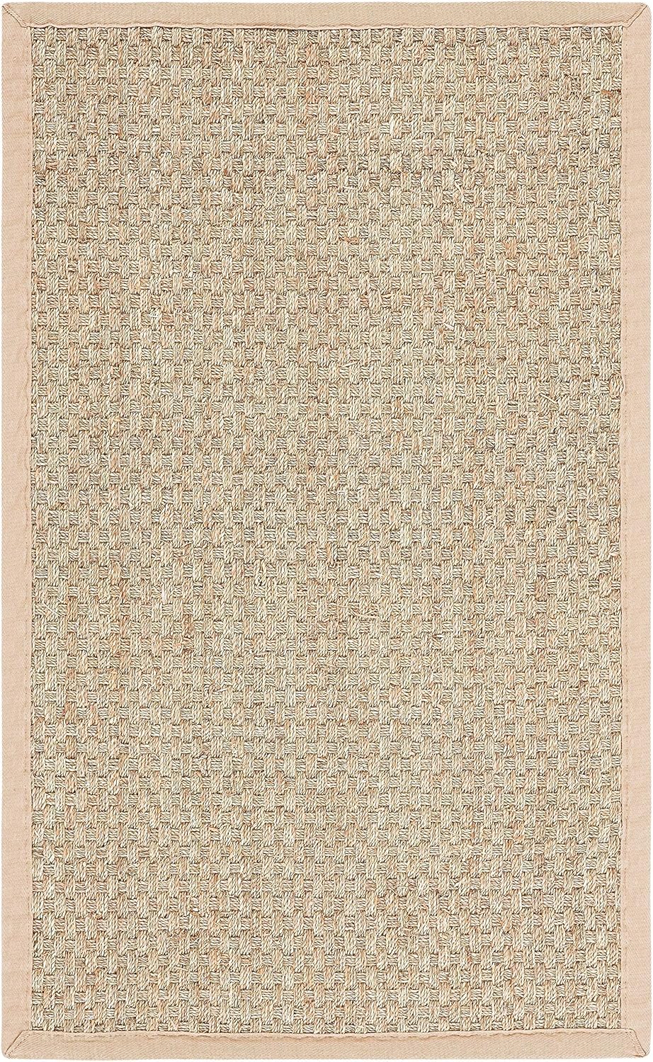 Rugs, Pads & Protectors - SAFAVIEH Natural Fiber Collection Accent Rug - 2' x 3', Natural & Beige, Border Basketweave Seagrass Design, Easy Care, Ideal for High Traffic Areas in Entryway, Living Room, Bedroom (NF114A)