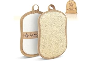 Almooni Premium Exfoliating Loofah Pad Body Scrubber, Made with Natural Egyptian Shower loofa Sponge- Bow Tie Shaped Loofah - 2 Count(1 Pack)
