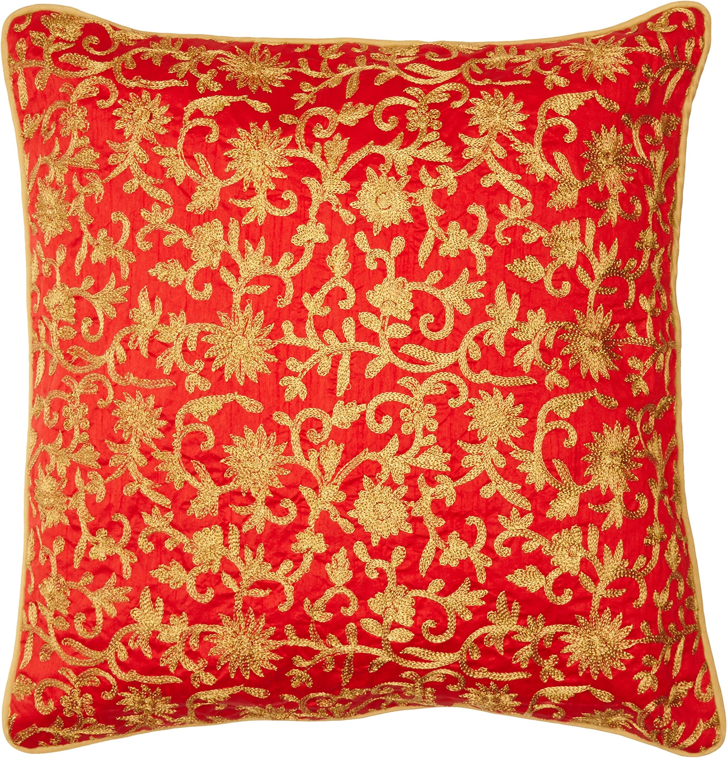 The Indian Promenade TIP Red with Zari Work Cushion Cover
