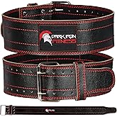 Dark Iron Fitness Weight Lifting Belt for Powerlifting Deadlift Training, Premium Leather for Core Support Gym Strength Workout