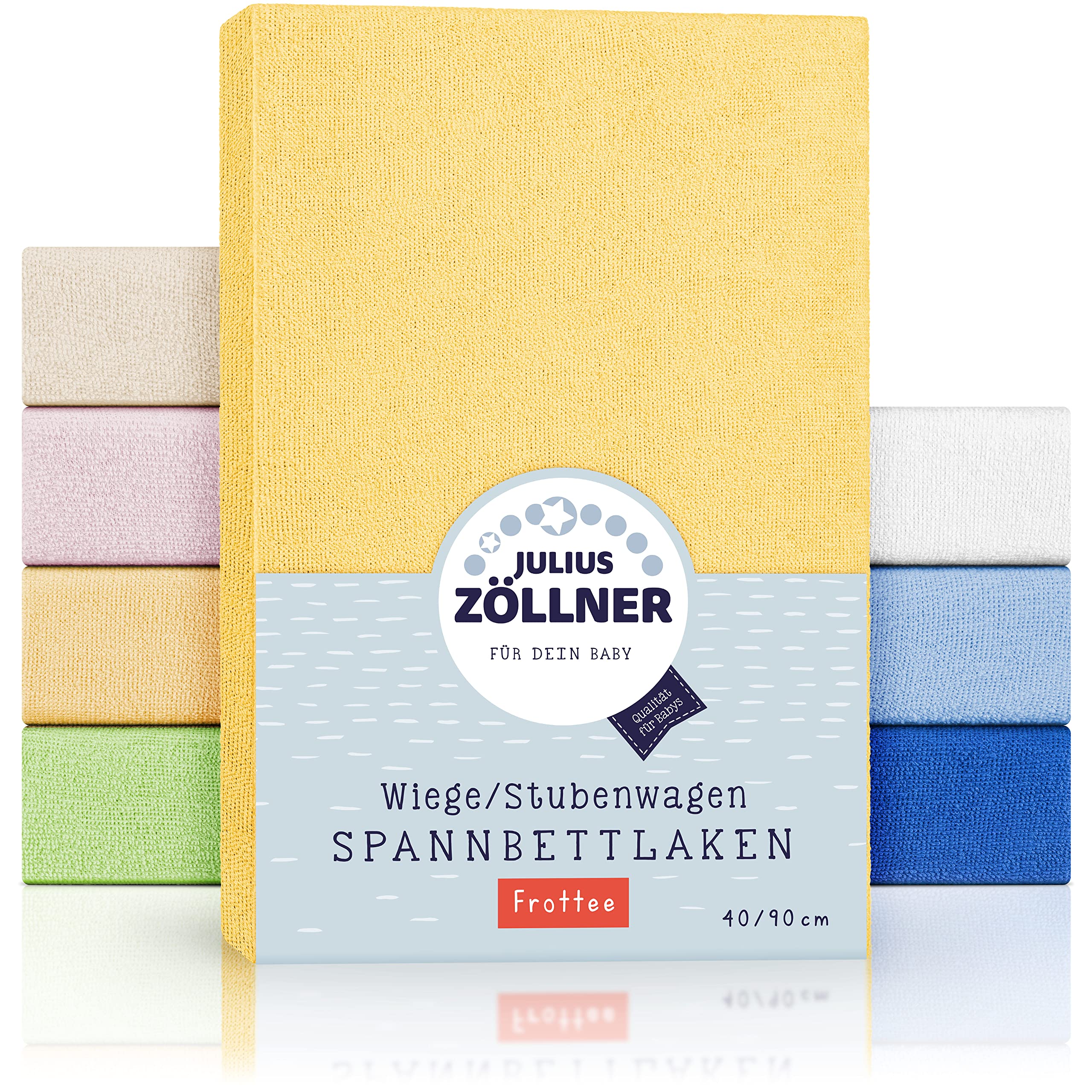 Julius Zöllner Terry Cloth Fitted Sheet for Cradles and Bassinets 90 x 40 cm Assorted Colours