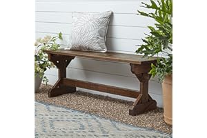 Backyard Discovery 46" Meranti Wood Farmhouse Bench with Walnut Stain, Designed for Indoor and Outdoor Use, Entryway, Living Room, Garden, Patio, Porch, Deck