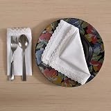 FINGERCRAFT 100% Cotton Dinner Cloth Napkins, 12 Pack, 12x12, Lace White view 1