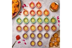 LETZ CELEBRATE (Pack of 24) Clay Diyas with Cotton Wicks, Diwali Decorations For Home, Mitti Diya for Pooja, Indian Pooja Decor For Mandir, Diwali Gifts, Earthen Lamp for Navratri Dussehra, Party Favors