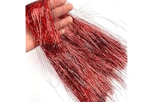 Heyiwell 2000 Strands Tinsel Icicles for Christmas Tree, Xmas,Birthday Party Wedding Decorations 18" Inch,Iridescent Red