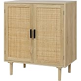 Finnhomy Sideboard Buffet Cabinet, Kitchen Storage Sideboard with Rattan Decorated Doors, Liquor Coffee Buffet, Dining Room, 