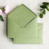PONATIA 50 PCS/Pack A7 Envelopes, 5.25 x 7.25'' Sage Green Envelopes For 5 x 7'' Weddings Invitation Cards, Christmas Gift Cards, Acrylic Invitations, Photos and Any 5x7 Inserts