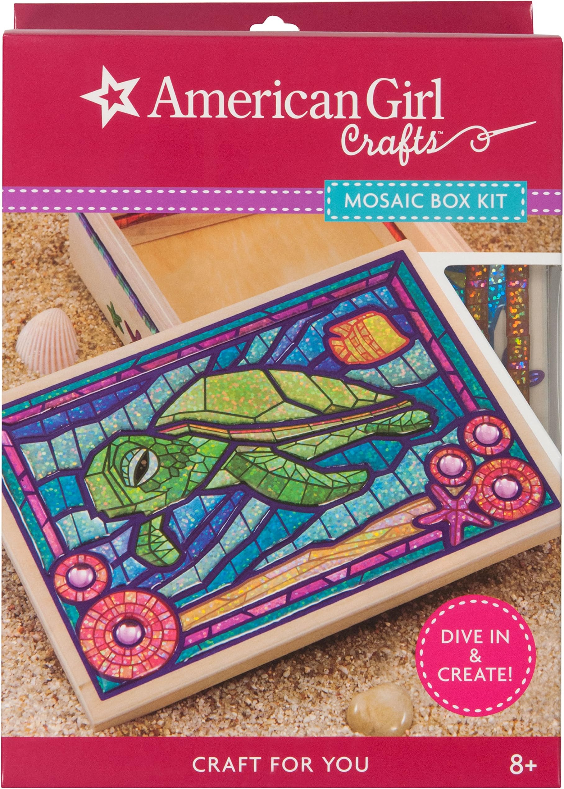 American Girl Crafts Turtle Mosaic Box Kit, 6.5'' x 3'' x 9.5''