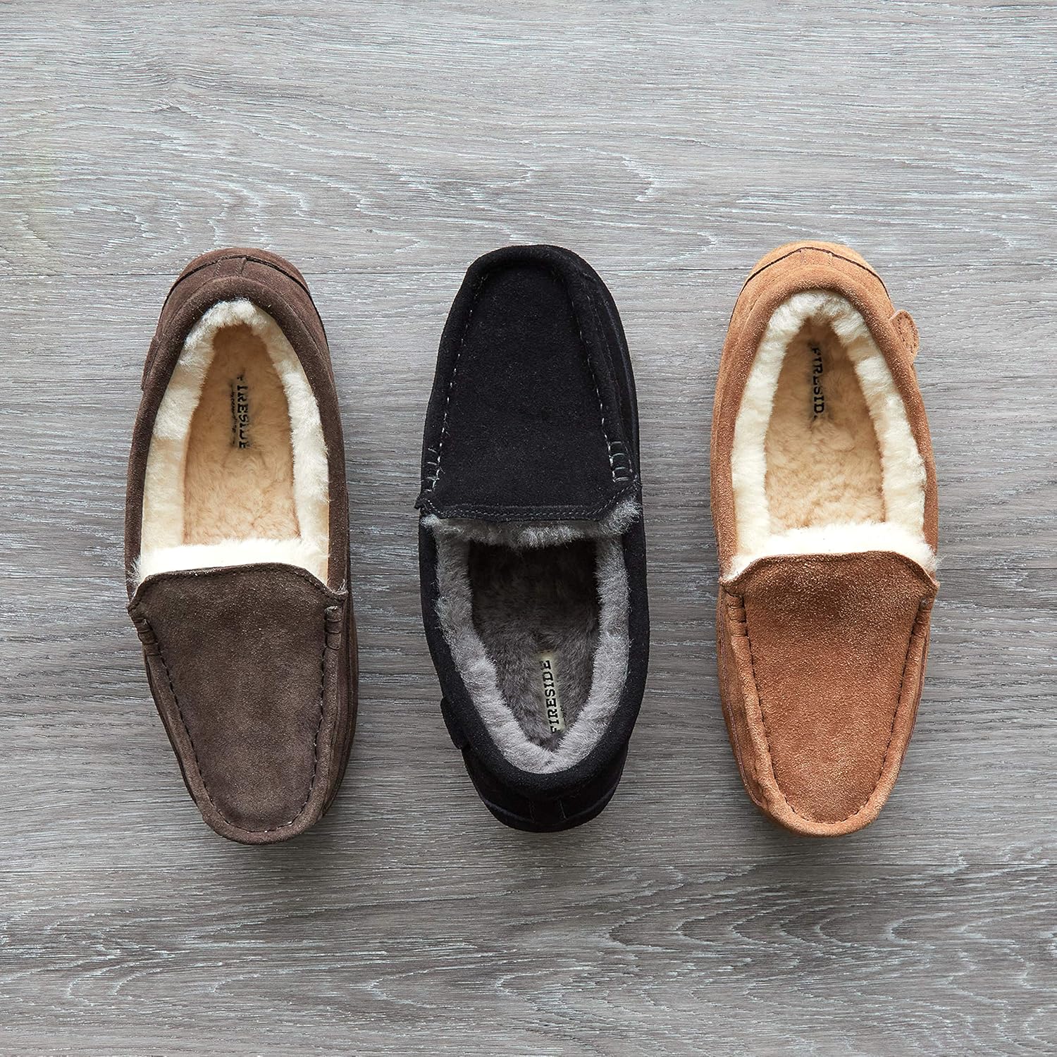 dearfoams fireside melbourne genuine shearling lined moccasin slipper