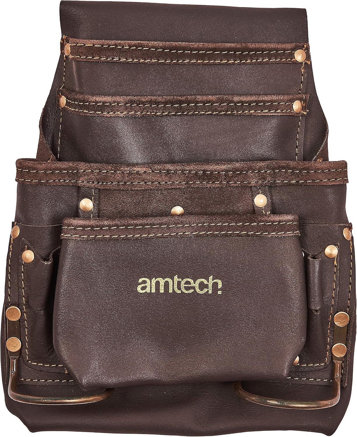 Amtech N0860 Multi-Pocket Leather Tool Pouch, Transparent