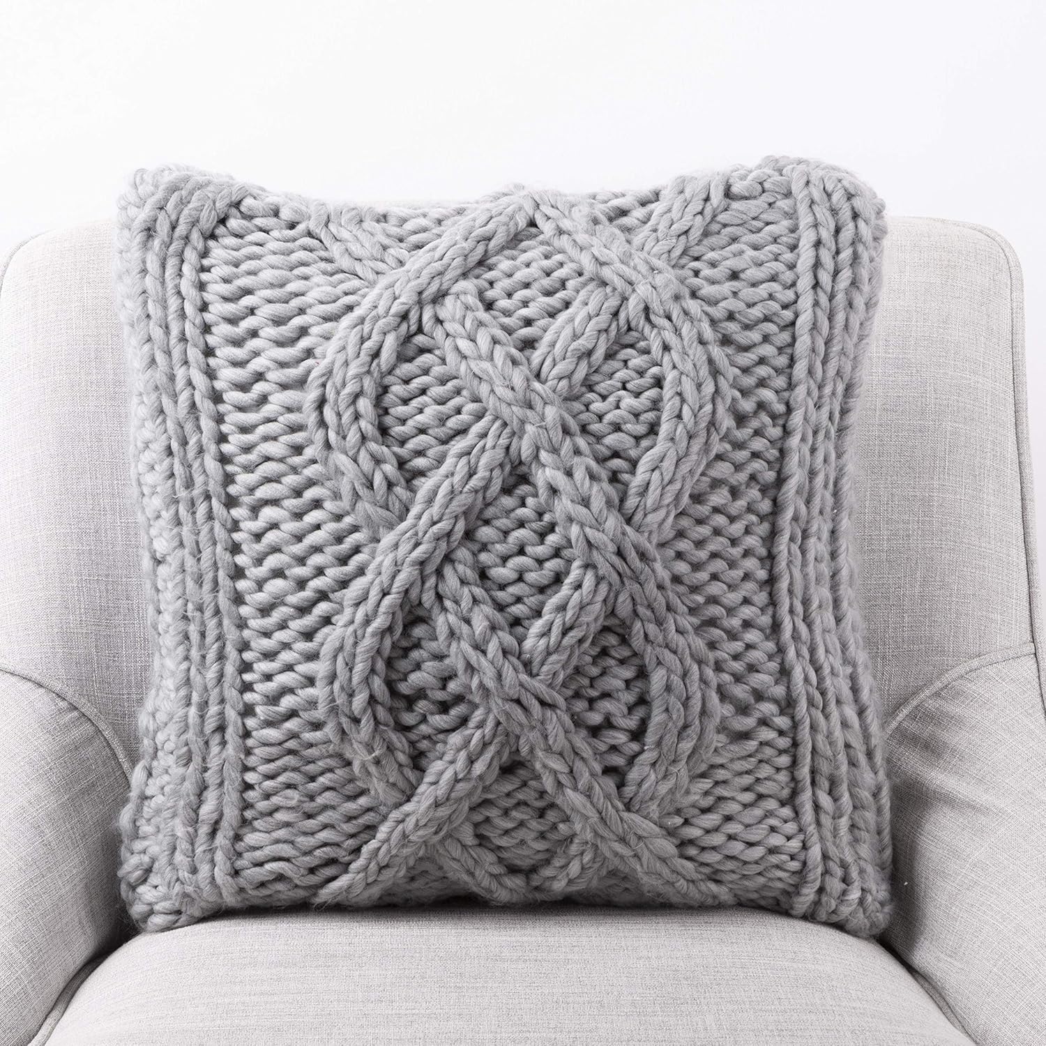 Amazon Com Glitzhome Pillow Cases Handmade Gray Acrylic Cable