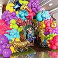ALL-IN-1 Maribel Encanto Balloons Garland Decorations Arch Kit with BONUS Leopard for Encanto Birthday Party Supplies – Small and Large Purple, Teal, Yellow, Green, and Pink Balloons – Gold Butterfly