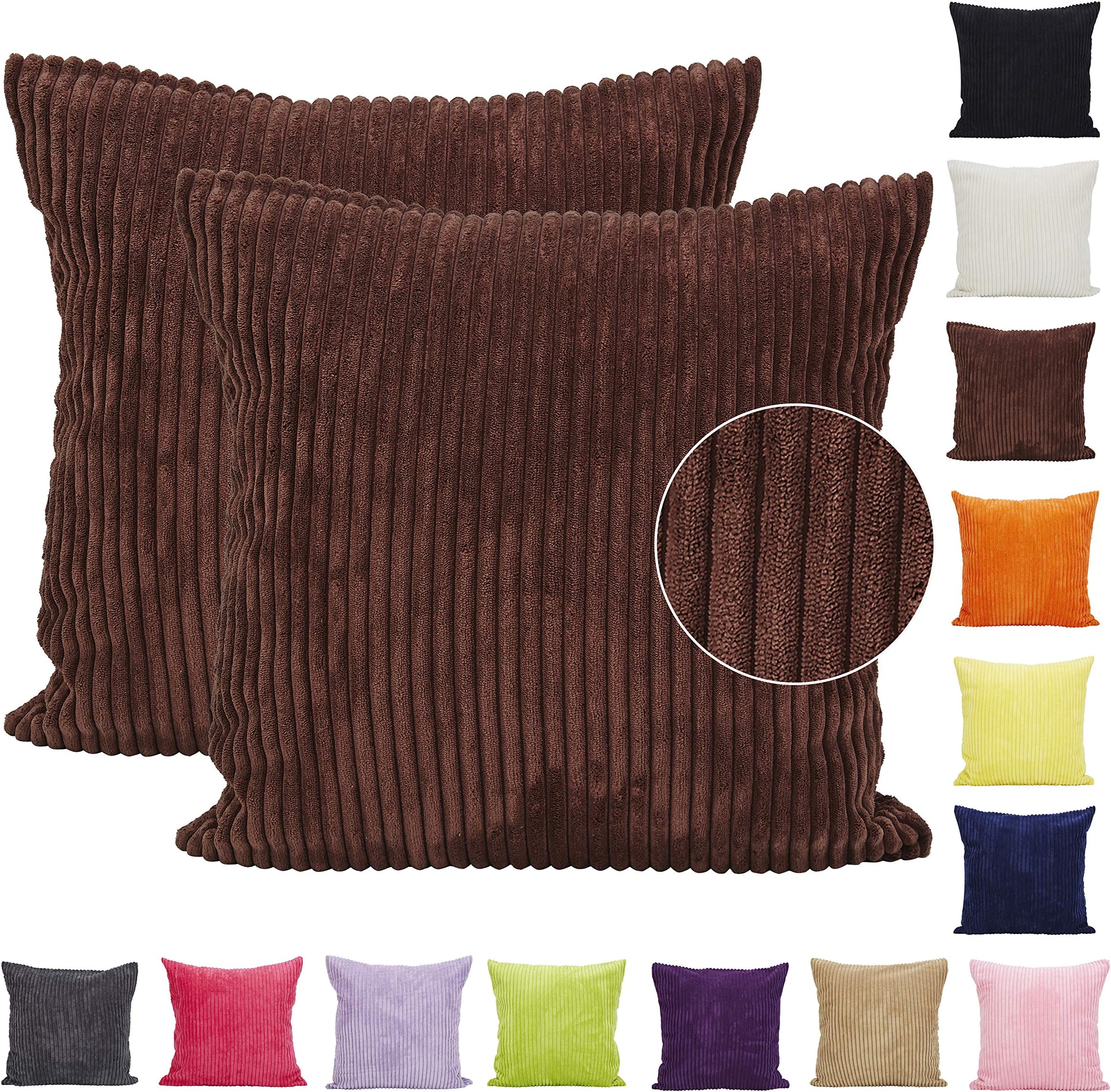 Comoco®-2pcs Solid Color Soft Flannelette Decorative Cushion Cover Chenille Cover for Sofa