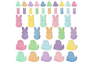 AsodSway Easter Bunny Chick Ornaments - 41Pcs Colorful Glitter Rabbit Chick Hanging Ornament Decor Party Tree Home Door Ornament with String Happy Easter Spring Tropical Painted Themed Party Supplies