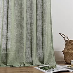 Joydeco Olive Green Linen Curtains for Living Room