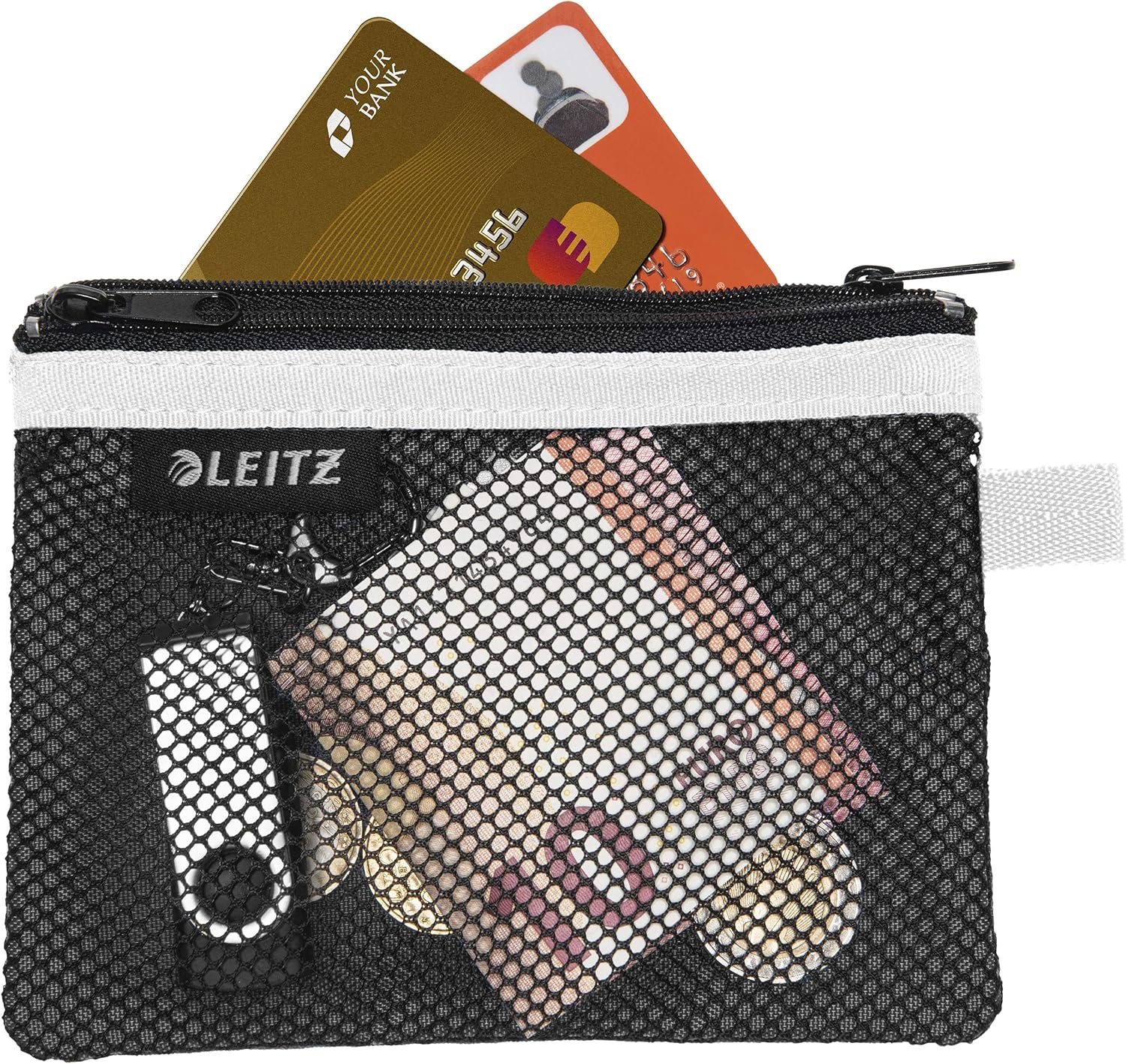 Leitz Wow 2-Pocket Pencil Case, Nylon Zip, Washable, Ideal Plastic Wallet, Small (14 x 10.5cm) - Black, 40110095 - Image 3