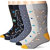 Amazon Essentials Men's Patterned Dress Crew Socks, 5 Pairs
