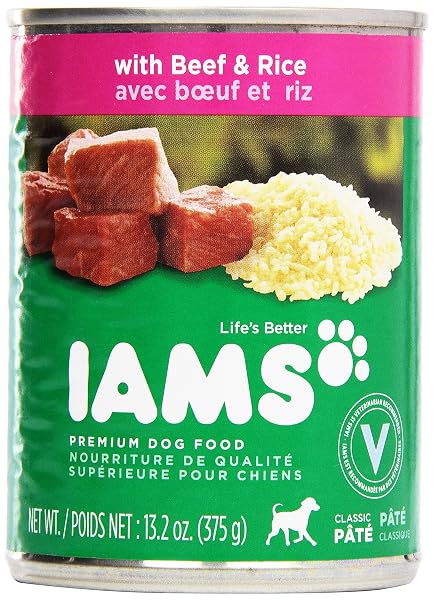 IAMS, PREMIUM DOG FOOD, BEEF & RICE ENTREE,...