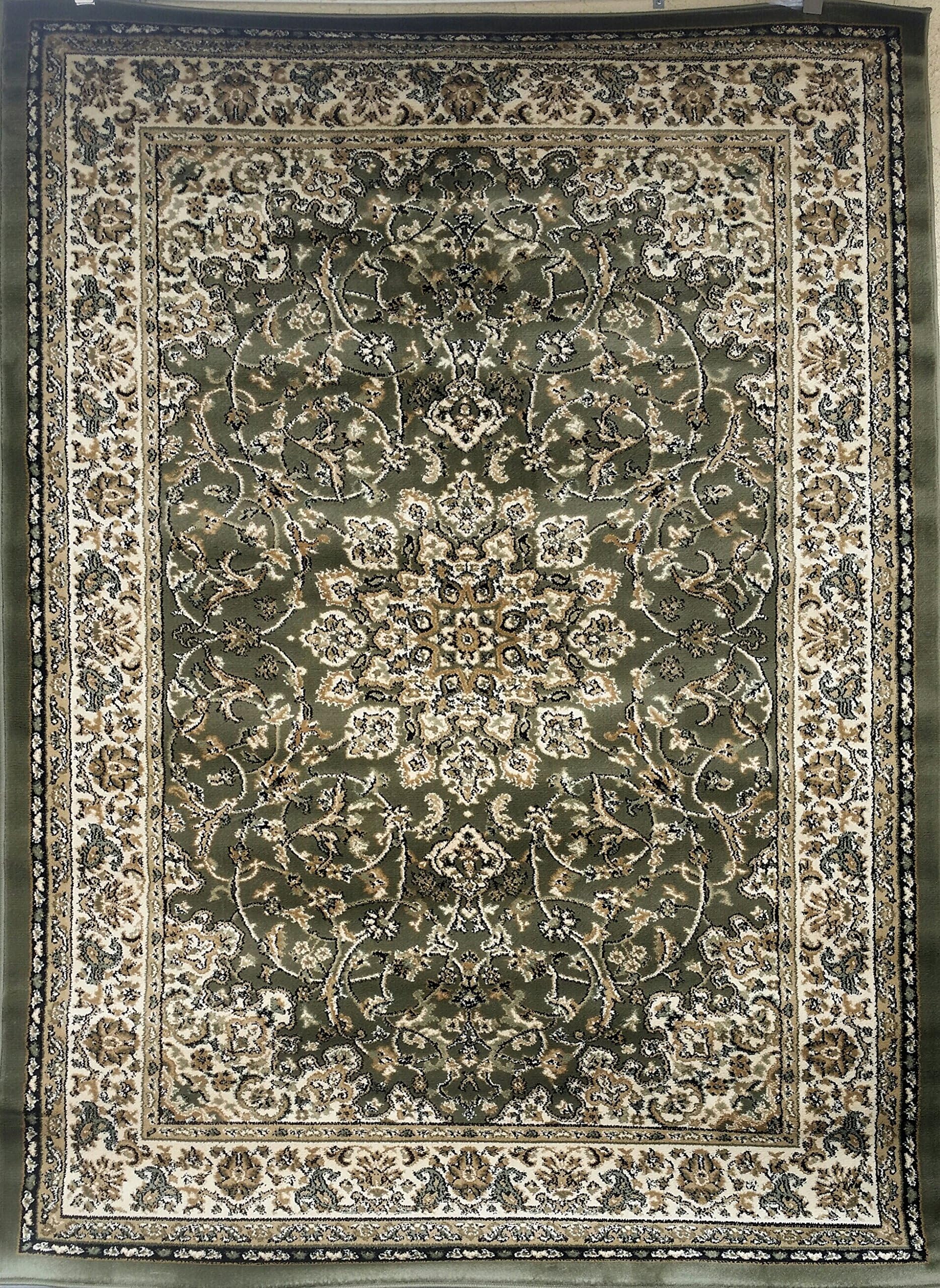 Deir Debwan Traditional Persian Area Rug Green & Beige Design 603 (5 Feet 3 Inch X7 Feet 2 Inch)