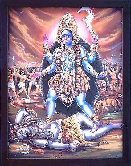 Hindou Deesse Maa Kali Avec Des Armes En Champ De Bataille Et Autorite Plus De Shiva D Une Rare Hindou Religieux Poster Peinture Avec Cadre Pour Culte Amazon Fr Cuisine Maison
