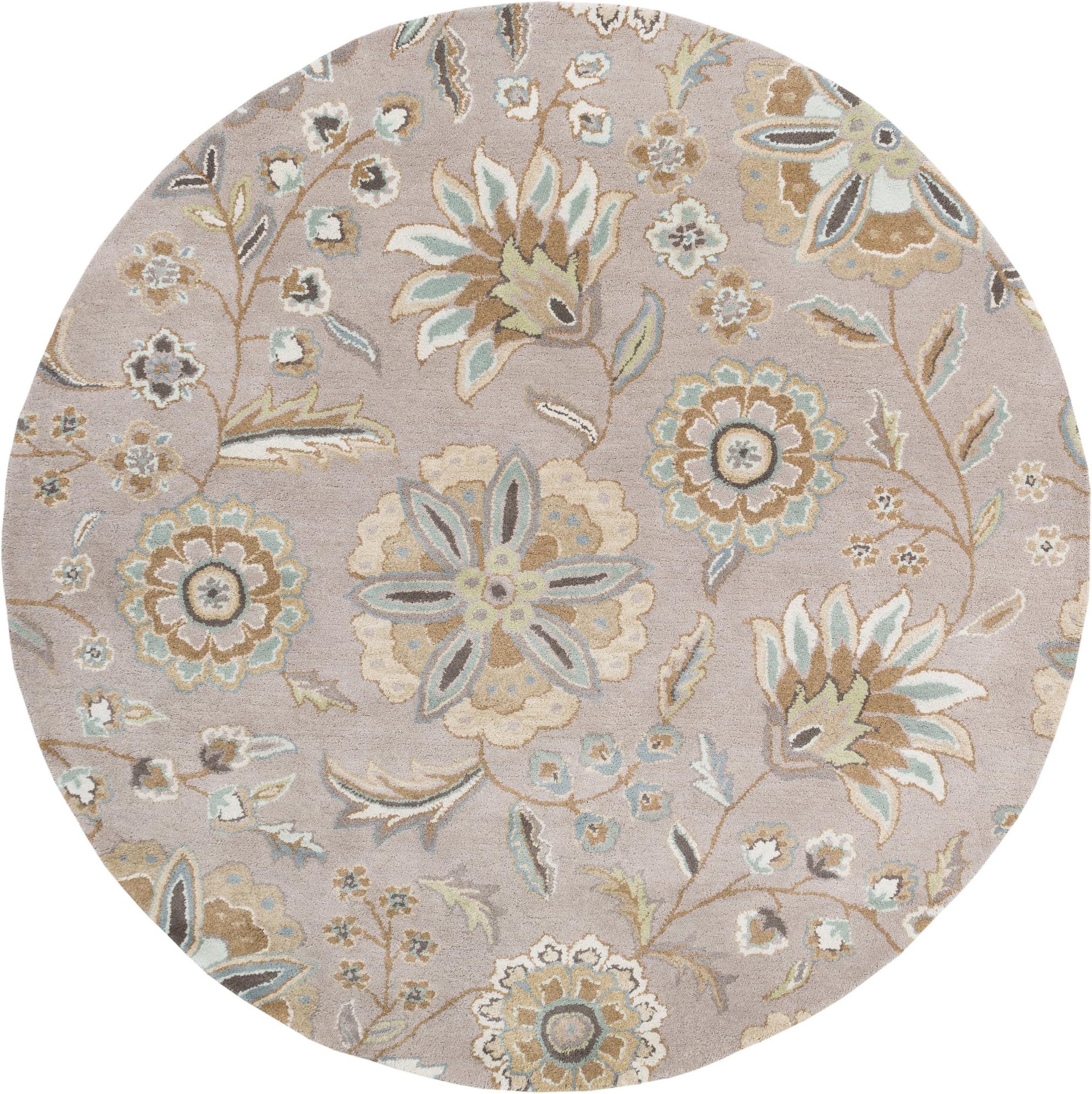 SURYA Athena ATH-5127 Hand Tufted Wool Round Floral and Paisley Area Rug, 9-Feet 9-Inch