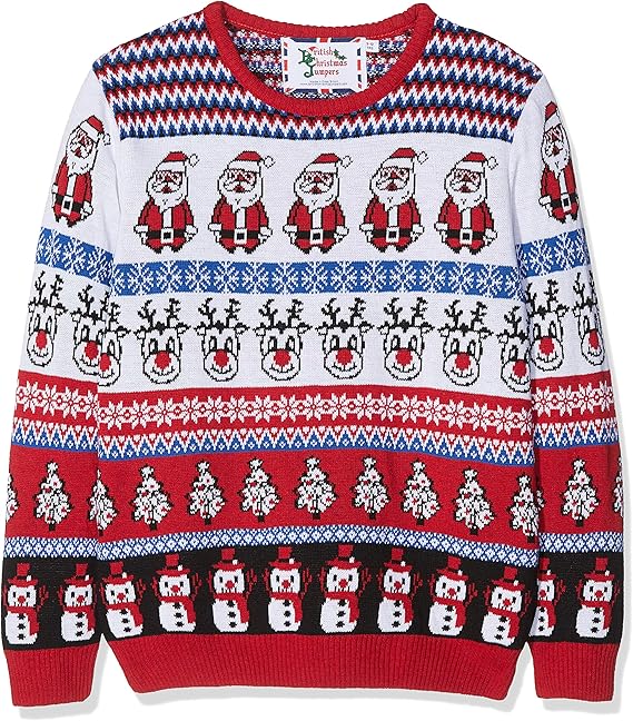 British Christmas Jumpers Kid's Comic Crazy Christmas Jumper, White