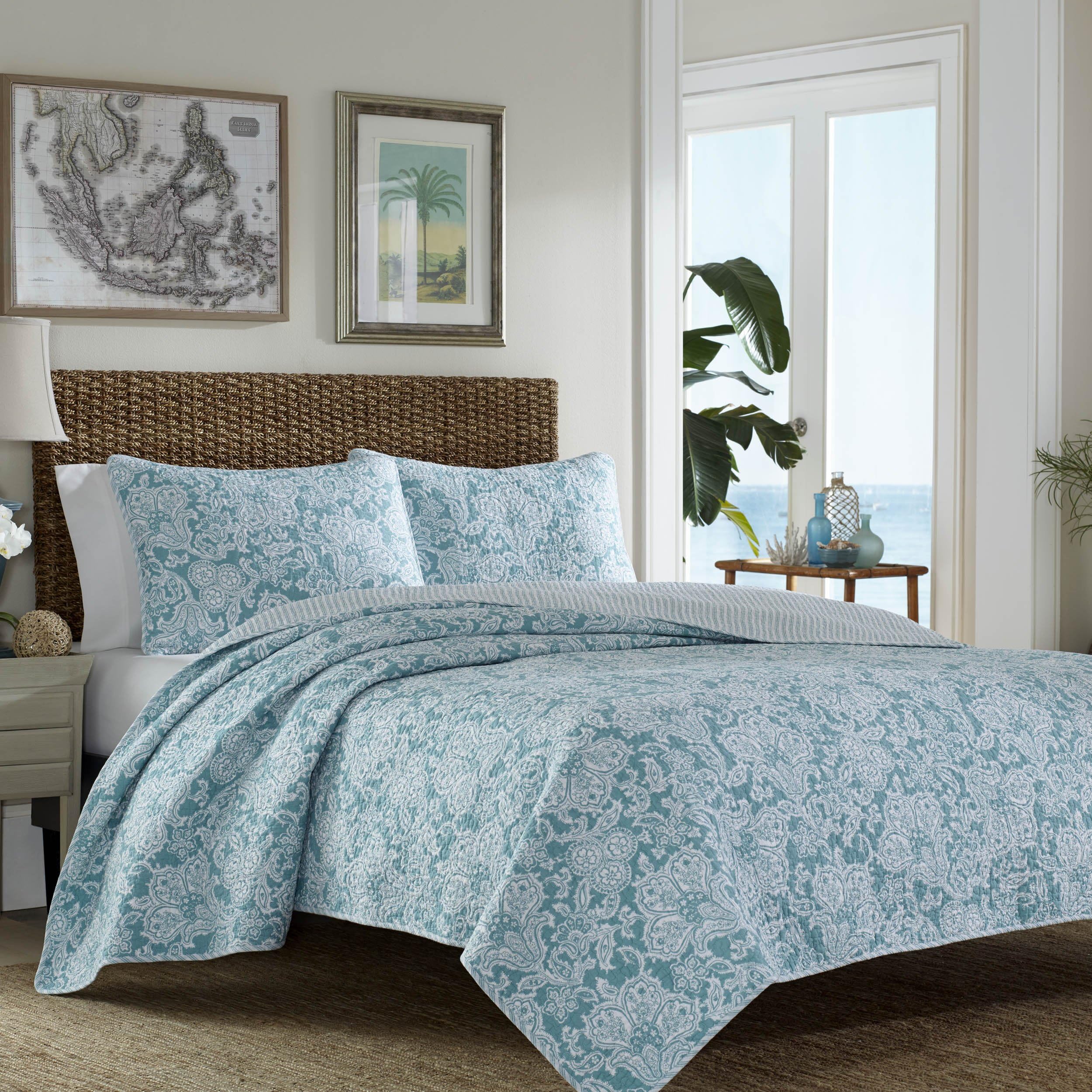Tommy Bahama Island Memory Lagoon Quilt Set, King, Lagoon