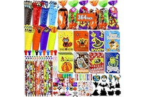 PURPERCAT Halloween Party Favors Bulk, 364 Pcs Large Halloween Party Favor Toys Set, Halloween Treats Non Candy Classroom Prizes Goodie Bag Stuffers Pinata Filler, Halloween Treat Prizes for Kids