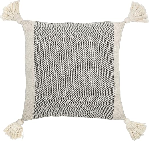 Amazon Com Bloomingville Grey Square Cotton Blend Pillow With