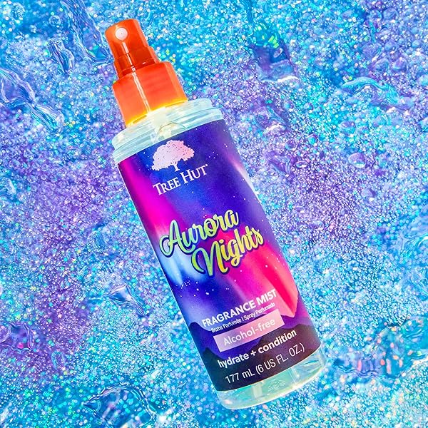 TREE HUT AURORA NIGHTS HAIR & BODY MIST, HYDRATING & ALCOHOL-FREE BODY SPRAY, FRAGRANCE WITH WARM PISTACHIO & TOASTED MARSHMALLOW NOTES, ALCOHOL-FREE FORMULA, VERSATILE BODY SPRAY, 6 FL OZ.
