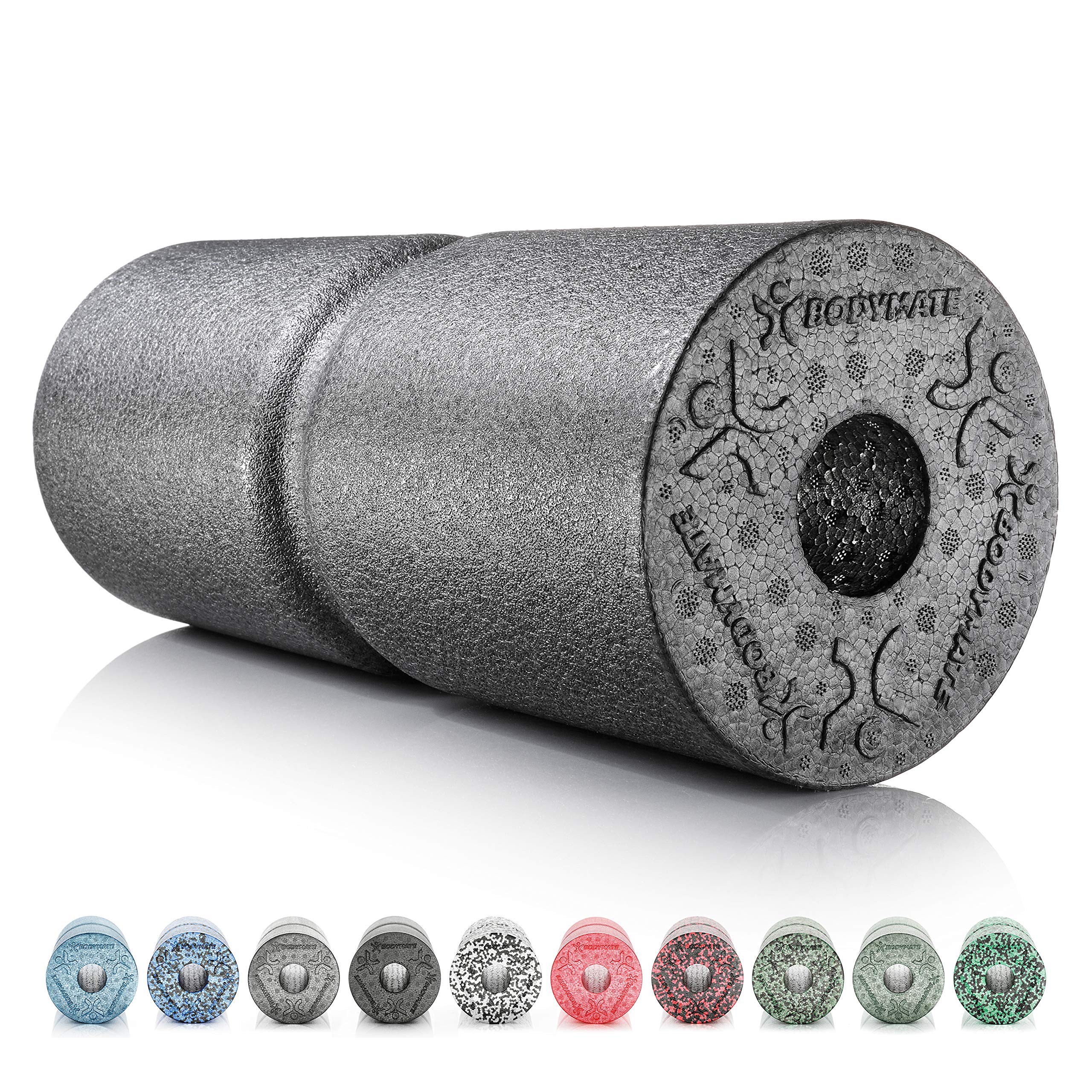 BODYMATE Care Medium Hard Foam Roller 35 x 14 cm for Spine Relief + Free E-Book