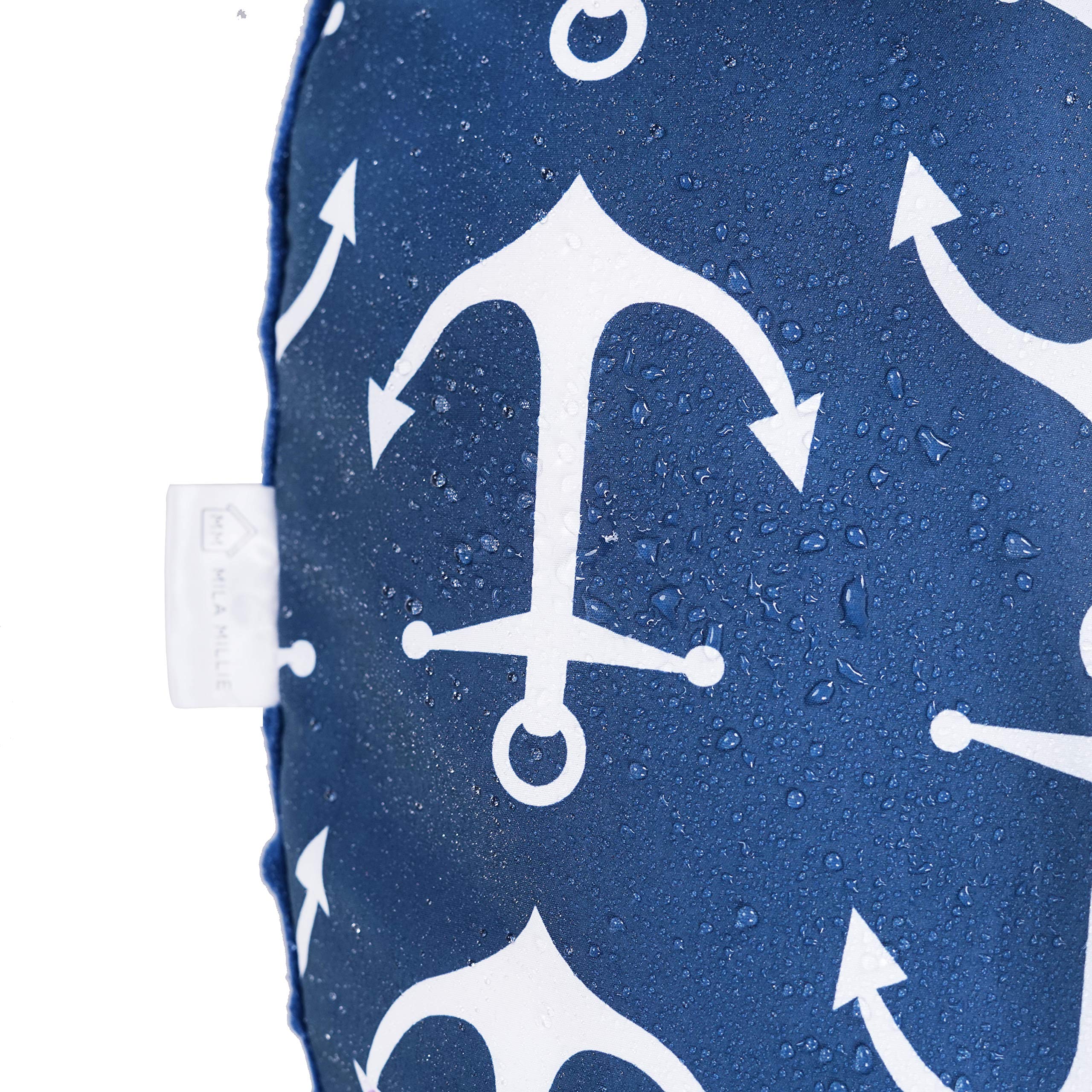 Mila Millie Water Resistant Nursing Pillow Cover | Premium Quality Soft Wipeable Fabric | Navy Blue Anchor Pattern | Minky Slipcover | Best for Breastfeeding Moms | Baby Boy Girl | Hypoallergenic