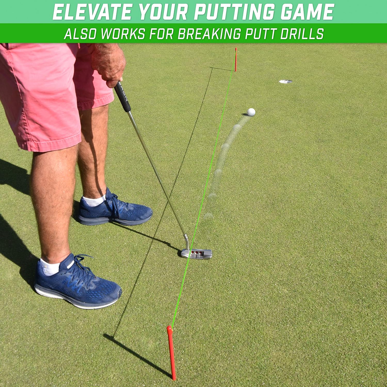 GoSports Down The Line 10ft Putting String Guide - Golf Alignment Training Aid, Master Straight and Breaking Putts, Green : Sports & Outdoors