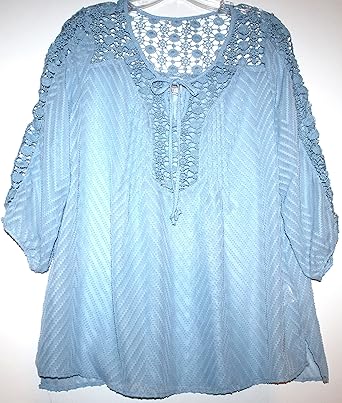 light blue peasant top
