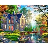 Ceaco - Gothic Fishing Lodge - 1000 Large Piece Jigsaw Puzzle for Adults | Art by Dominic Davison, Made in USA, Recycled Board, Finished Size 26.6 x 19 in, Includes Poster, Giftable, Frameable
