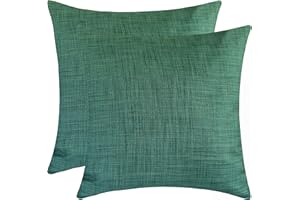 The White Petals Emerald Green Throw Pillow Cover - (16x16 inch) | Decorative, Washable Cushion Covers for Couch, Sofa, Bedroom, Living Room - Pack of 2