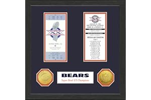 Highland Mint Chicago Bears Super Bowl Ticket Collection Wall Frame