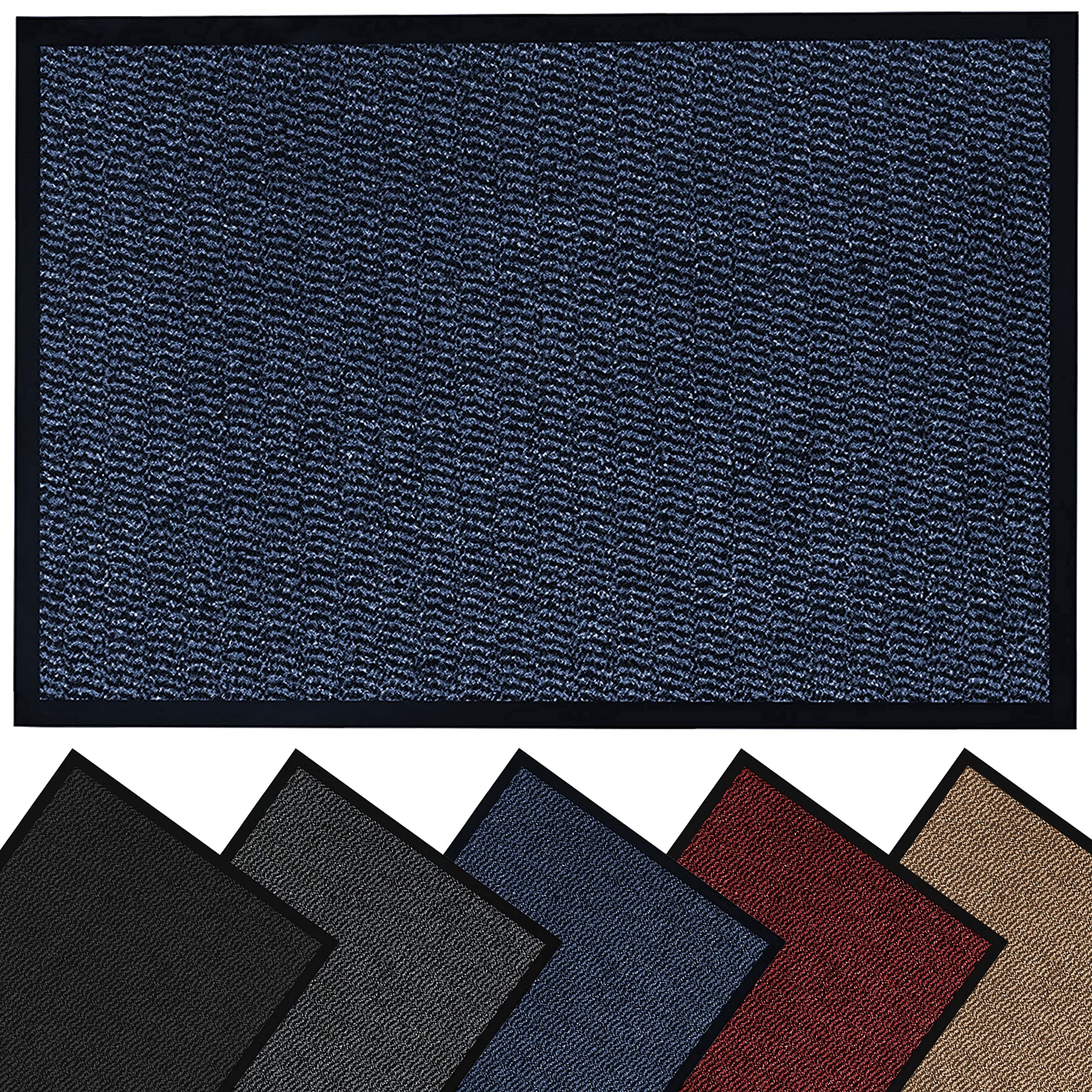 HOUSEGADS Door Mats Indoor And Outdoor Rugs - Anti-Slip Door Mat Carpet - Non Slip Outdoor Rubber Mat - Washable Indoor Floor Mats - Kitchen Mat Non Slip Rugs (Blue, 40 X 60)