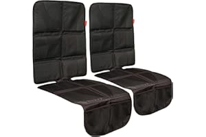 Lusso Gear Car Seat Cover & Protector - 2-Pack Waterproof Non-Slip Protector - Mesh Pocket Organizer - Universal Fit for Convertible & Toddler Car Seats, Black