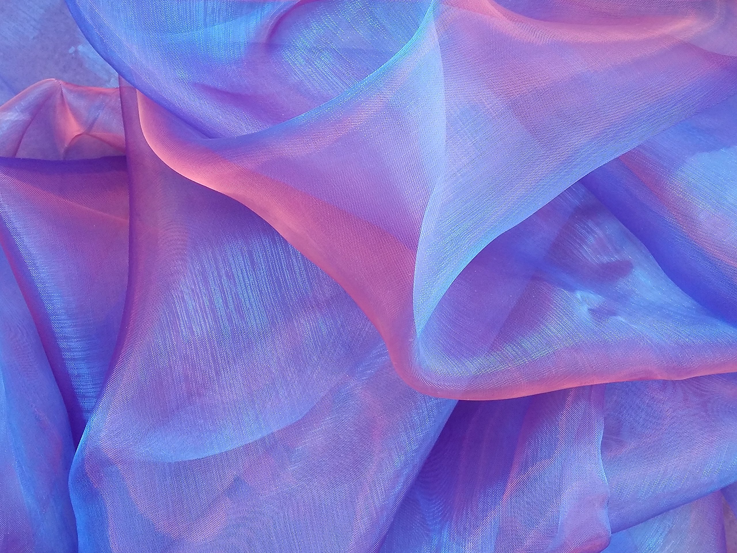 TwoTone Blue shot Red organza voile wedding sashes dress draping net