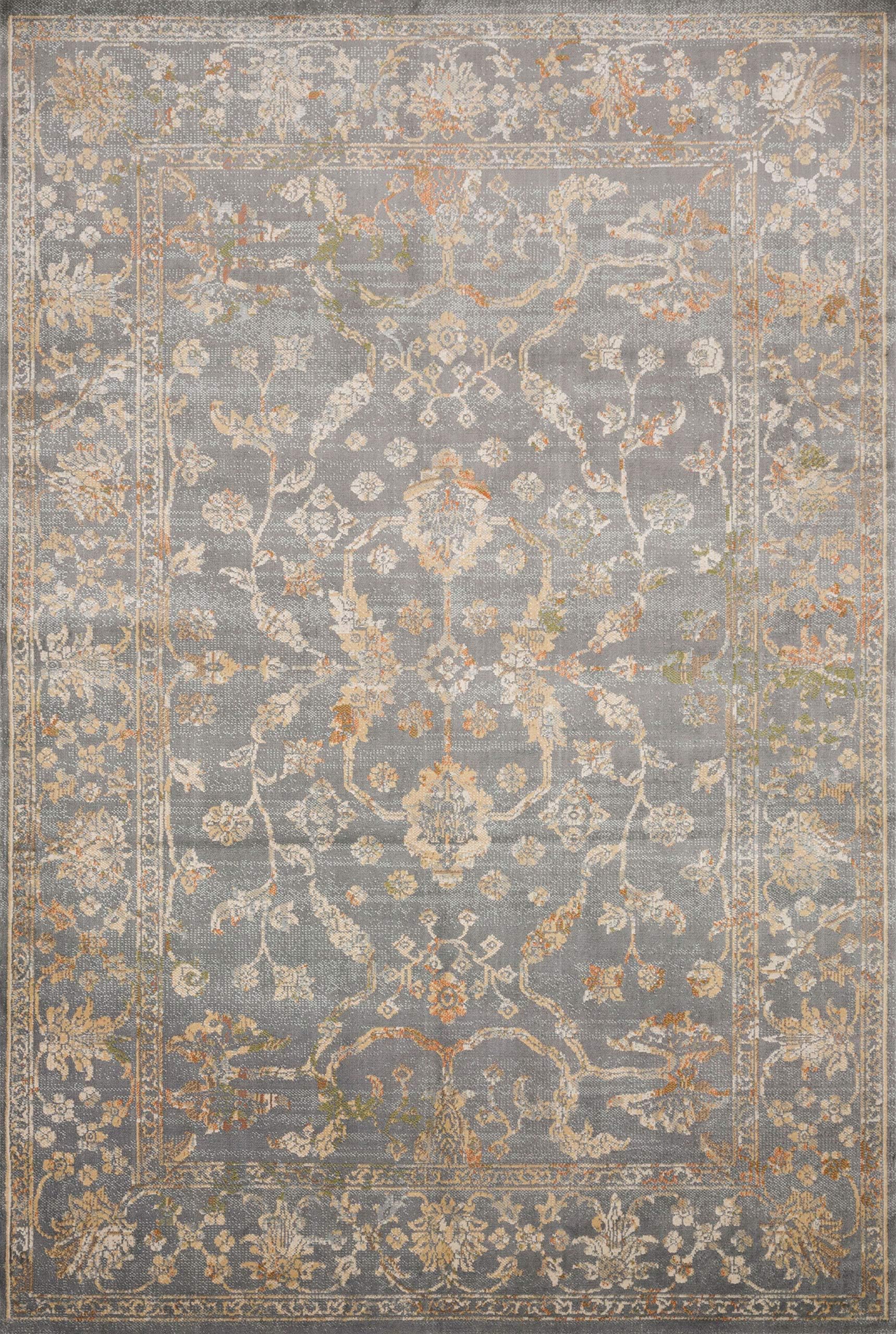 Loloi ll Isadora Collection Distressed Persian Area Rug, 4'-0" x 6'-0", Silver/Silver