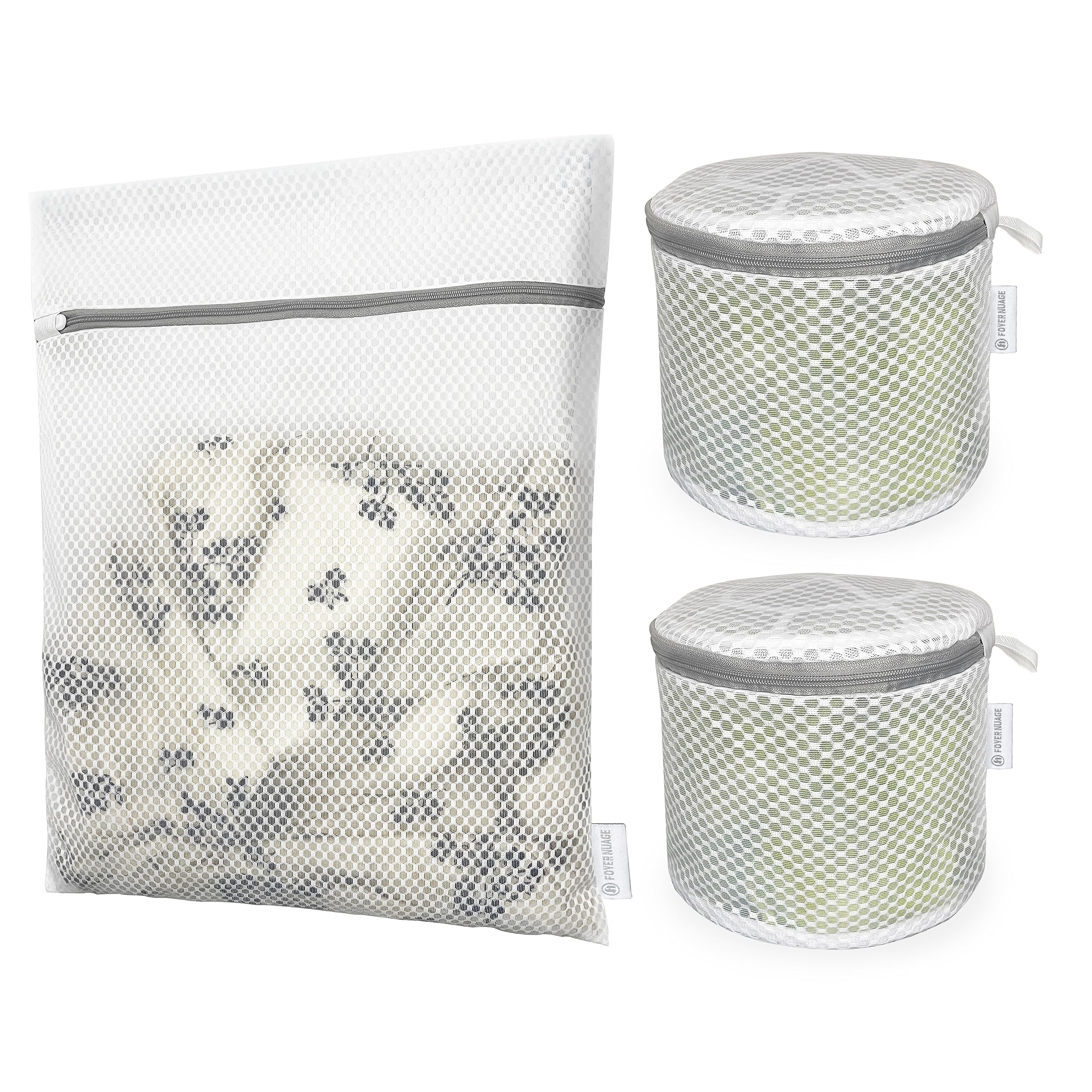 3PCS Honeycomb Mesh Laundry Bags for Delicates with Zipper,Travel Storage Organize Bags,Clothing Washing Bags for Underwear,Lingerie,Bra,Blouse, Hosiery, Stocking, Socks,Extra Strong(2Bra,1S)