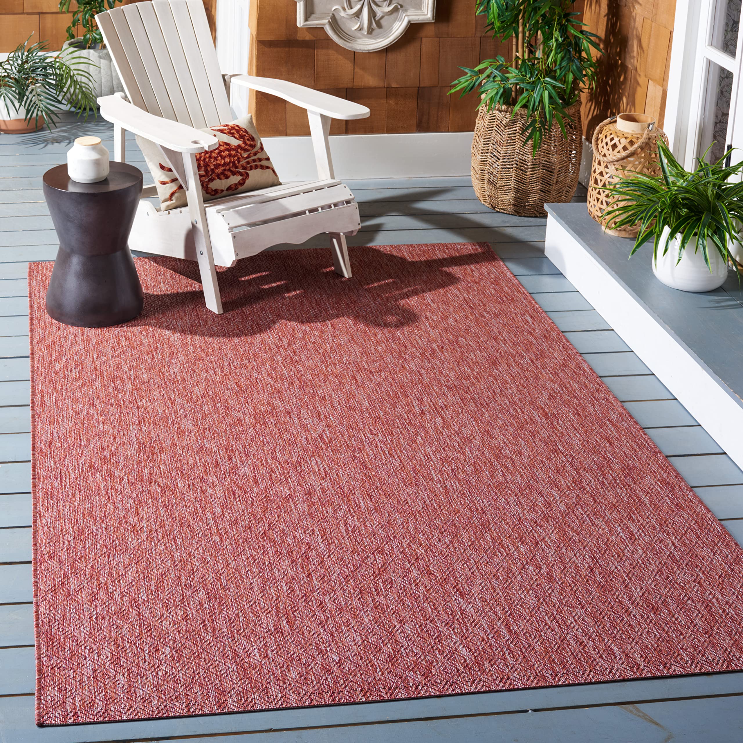 Safavieh Contemporary Indoor/Outdoor Woven Rectangle Area Rug, Courtyard Collection, CY8520, in Red / Red, 79 X 152 cm for Garden, Patio or Any Outdoor Space