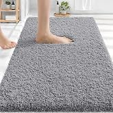 OLANLY Microfiber Bathroom Rugs 30x20, Soft Highly Absorbent Bath Mat, Grey | Quick‑Dry & Non‑Slip Bath Carpet, Machine Washa