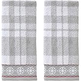 SKL Home Winter/Christmas Whistler Plaid Hand Towel 2pc Set for Bath/Kitchen/Bar & Gift, Gray