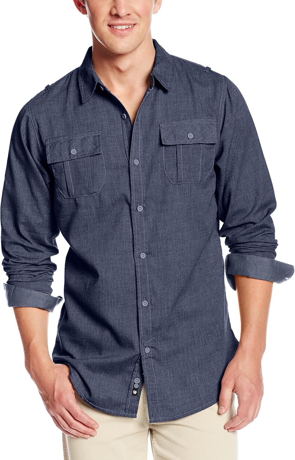 Burnside Men's Locked Long Sleeve Woven Shirt at  Men’s Clothing store