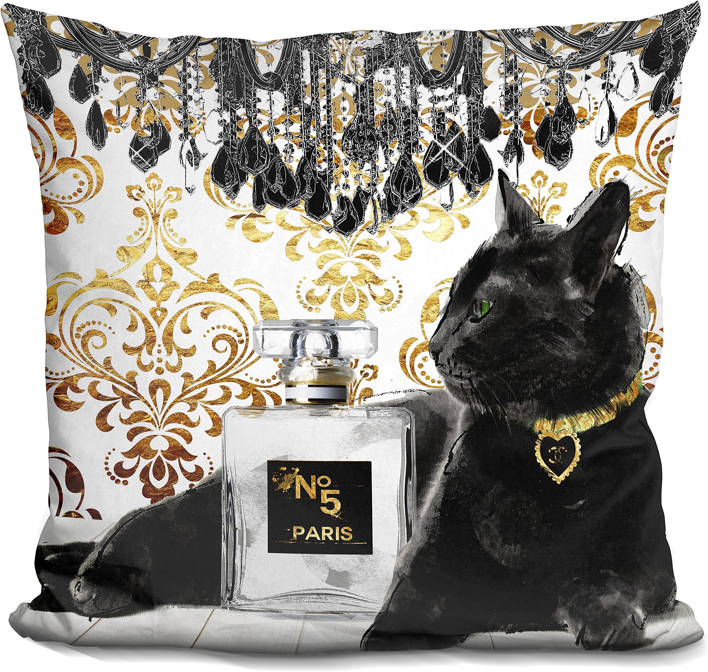 LiLiPi Black Cat Perfume Bottle Decorative Accent Throw Pillow